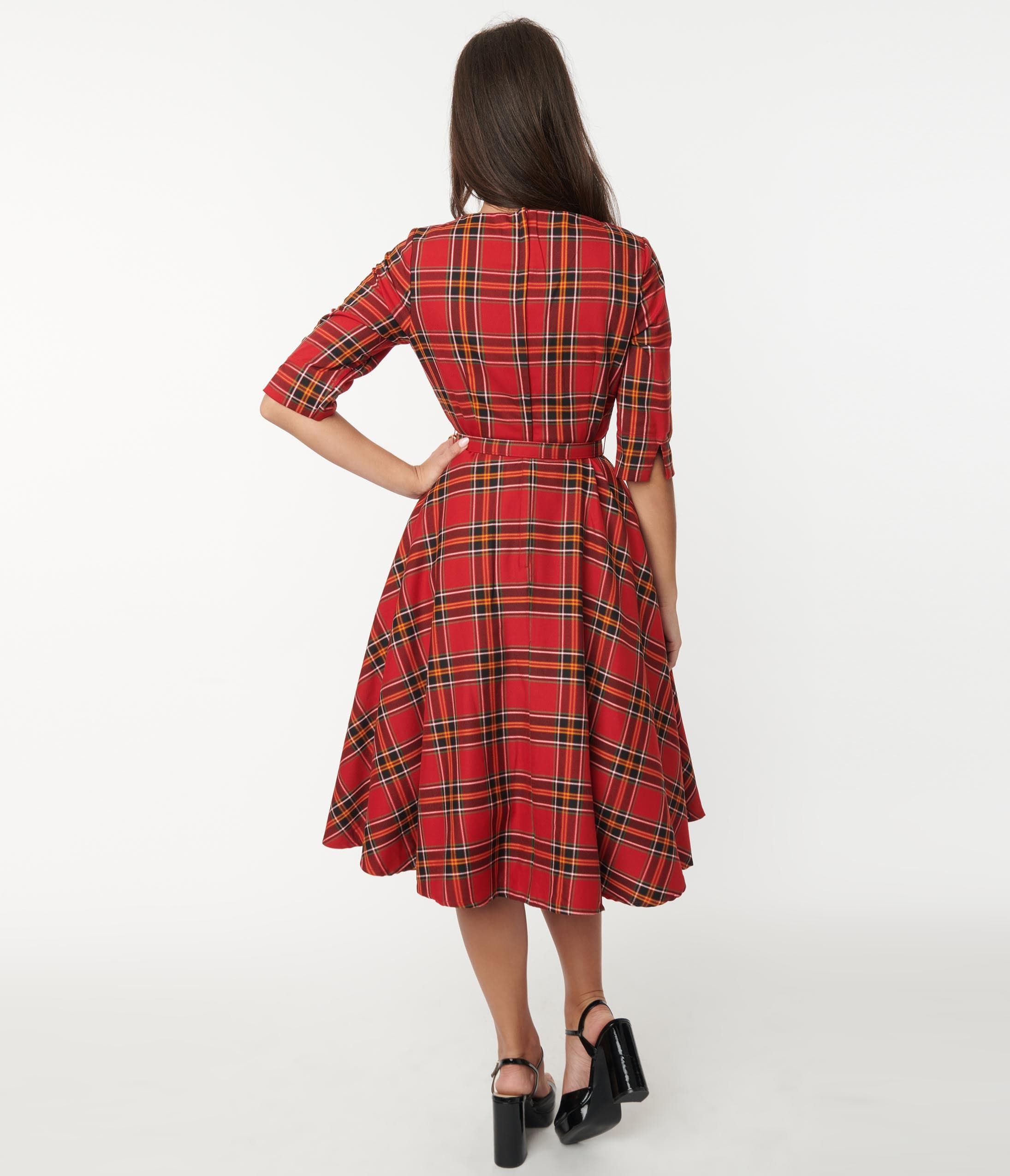 Collectif Red Plaid Suzanne Swing Dress ...